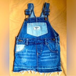 OshKosh B’gosh Train Overall Striped Jumper Dress Denim 18 month Baby Girl